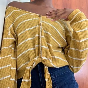 Mustard and white long sleeved shirt